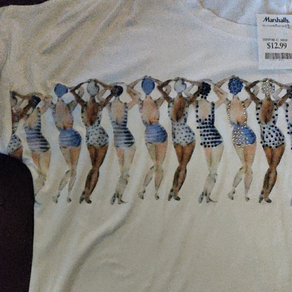 Cyrus White Tee with Blue and Beige Graphic - Picture 6 of 11